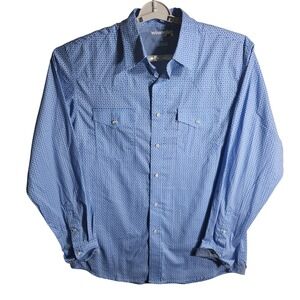 Wrangler‎ 20X Men's Blue Geometric Print Long Sleeve Western Shirt